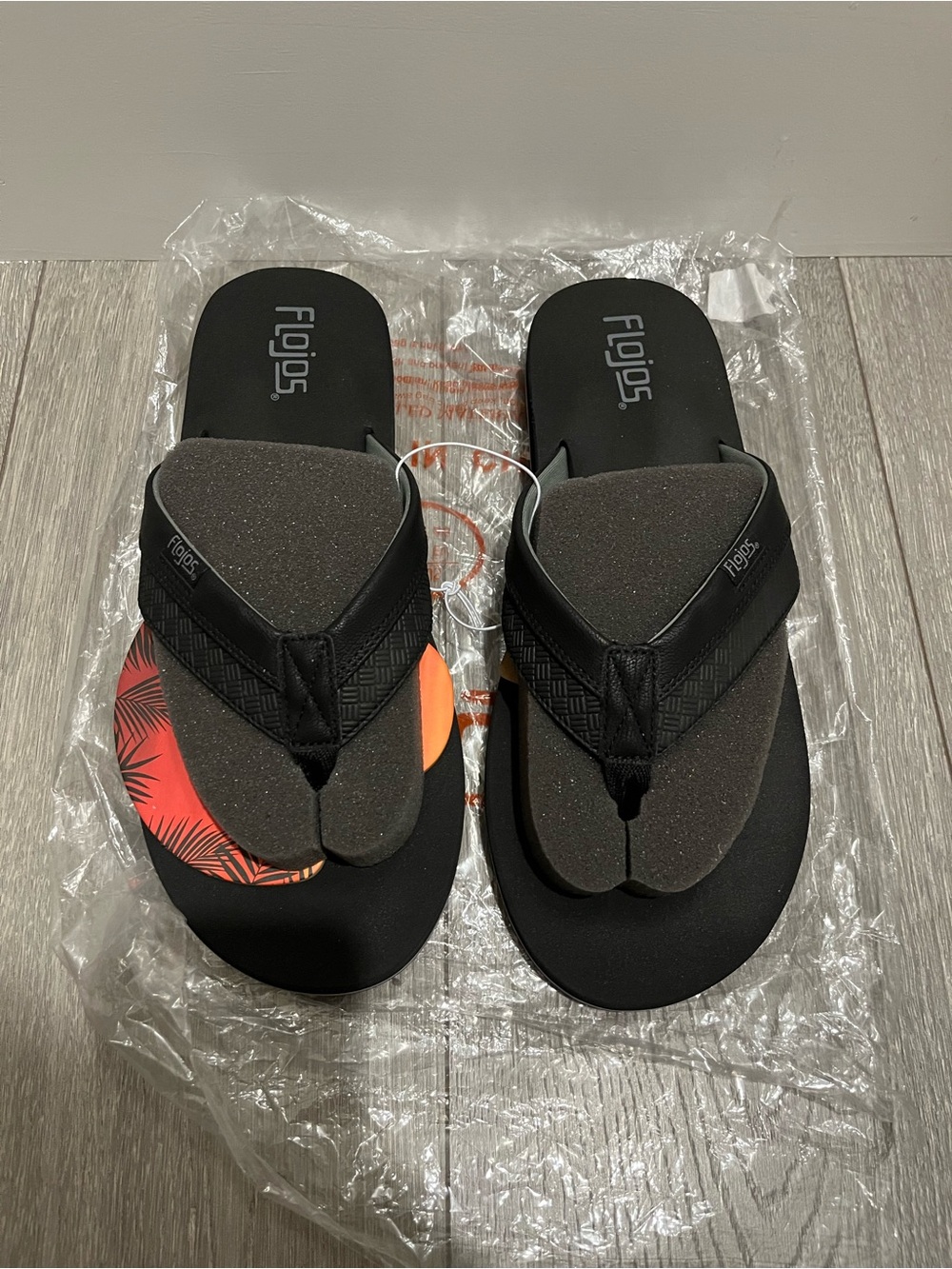 Flojos Black Foam Flip Flop Sandals with Red Accent